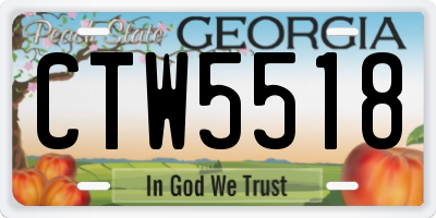GA license plate CTW5518