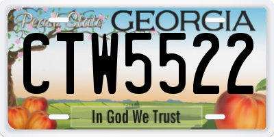 GA license plate CTW5522