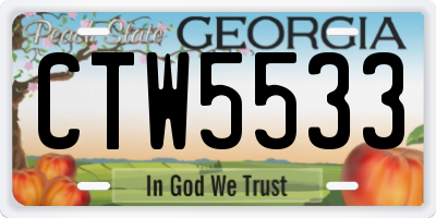 GA license plate CTW5533