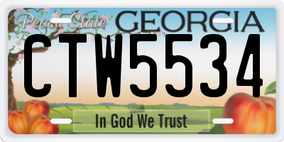 GA license plate CTW5534
