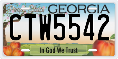GA license plate CTW5542