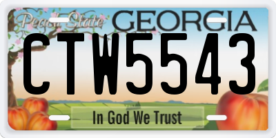 GA license plate CTW5543