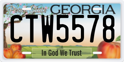 GA license plate CTW5578