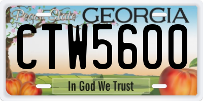 GA license plate CTW5600