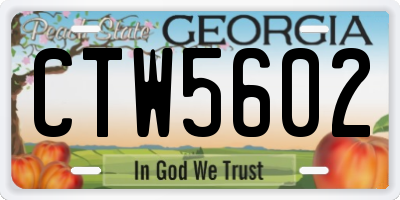 GA license plate CTW5602