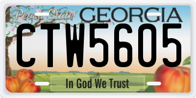 GA license plate CTW5605
