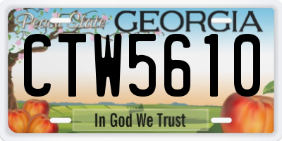 GA license plate CTW5610
