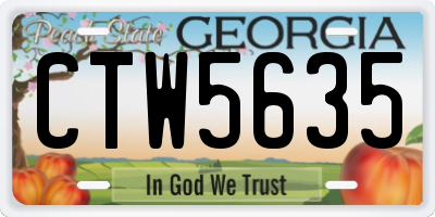 GA license plate CTW5635