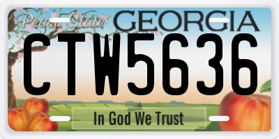 GA license plate CTW5636