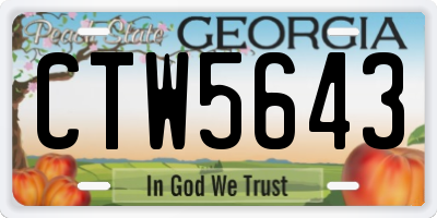 GA license plate CTW5643