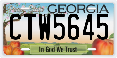 GA license plate CTW5645