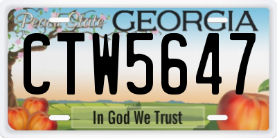 GA license plate CTW5647