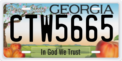GA license plate CTW5665