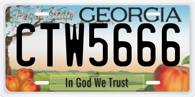 GA license plate CTW5666