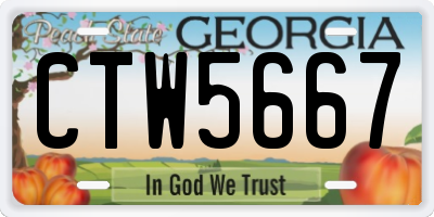 GA license plate CTW5667