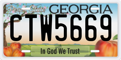 GA license plate CTW5669