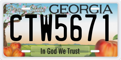 GA license plate CTW5671