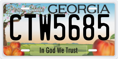 GA license plate CTW5685