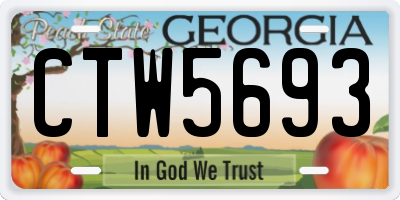 GA license plate CTW5693