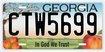 GA license plate CTW5699