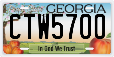 GA license plate CTW5700