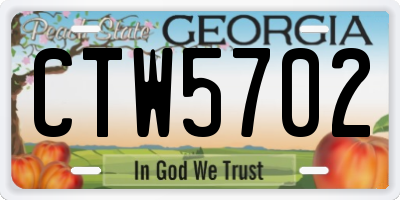 GA license plate CTW5702