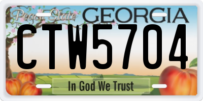 GA license plate CTW5704