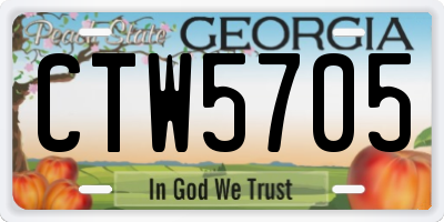 GA license plate CTW5705