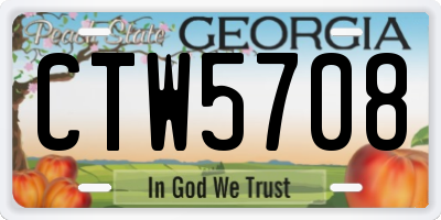 GA license plate CTW5708