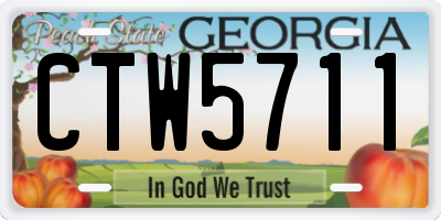 GA license plate CTW5711