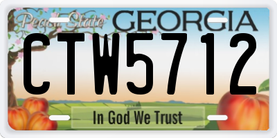 GA license plate CTW5712