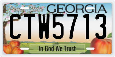 GA license plate CTW5713