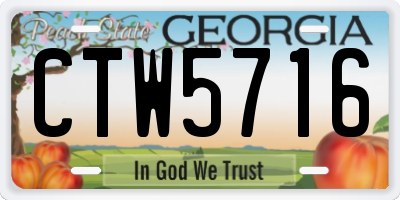 GA license plate CTW5716