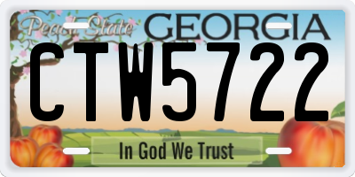 GA license plate CTW5722
