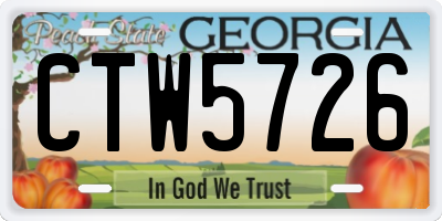 GA license plate CTW5726