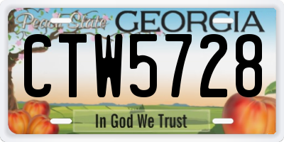 GA license plate CTW5728