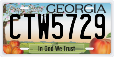GA license plate CTW5729