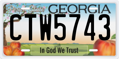 GA license plate CTW5743