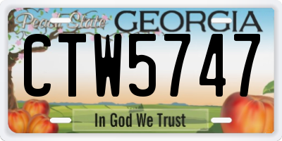 GA license plate CTW5747
