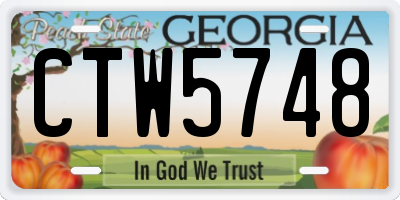 GA license plate CTW5748