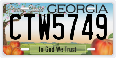GA license plate CTW5749