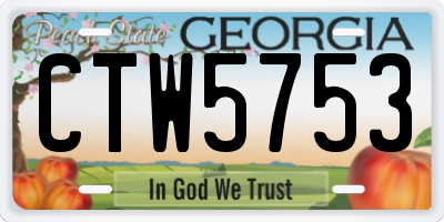 GA license plate CTW5753