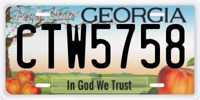 GA license plate CTW5758