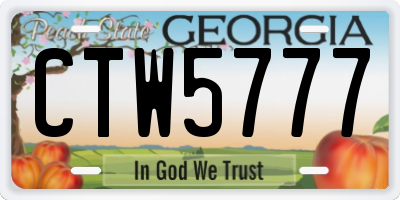 GA license plate CTW5777