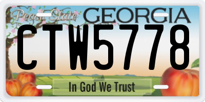 GA license plate CTW5778