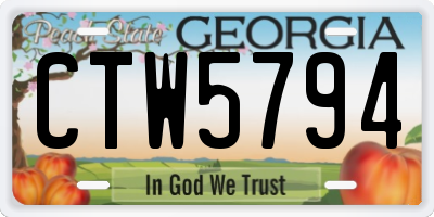 GA license plate CTW5794