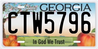 GA license plate CTW5796