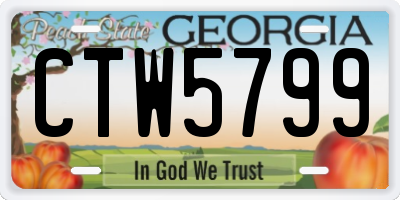 GA license plate CTW5799