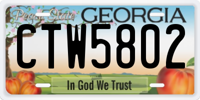 GA license plate CTW5802