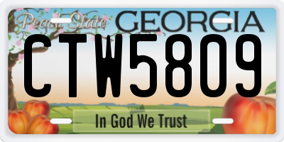GA license plate CTW5809